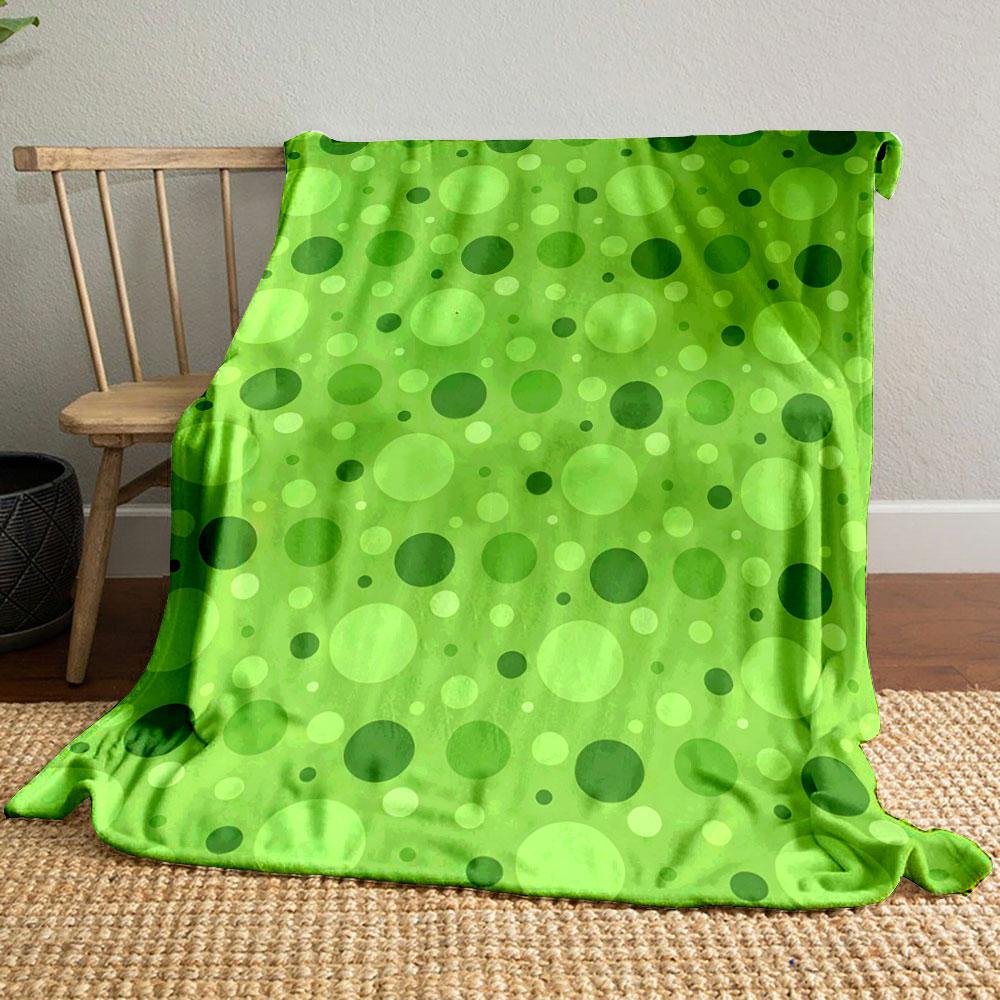 Green Polka Dot Pattern Blanket Patterned blanket, flannel, suitable for all seasons, home decor, warm and cozy