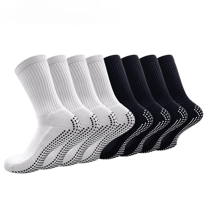 5 Pairs Men's Sweat Absorbent Breathable Solid Colour Non-slip Dot Rubber Shock Absorbent Wear-resistant Towel Bottom Sports Socks
