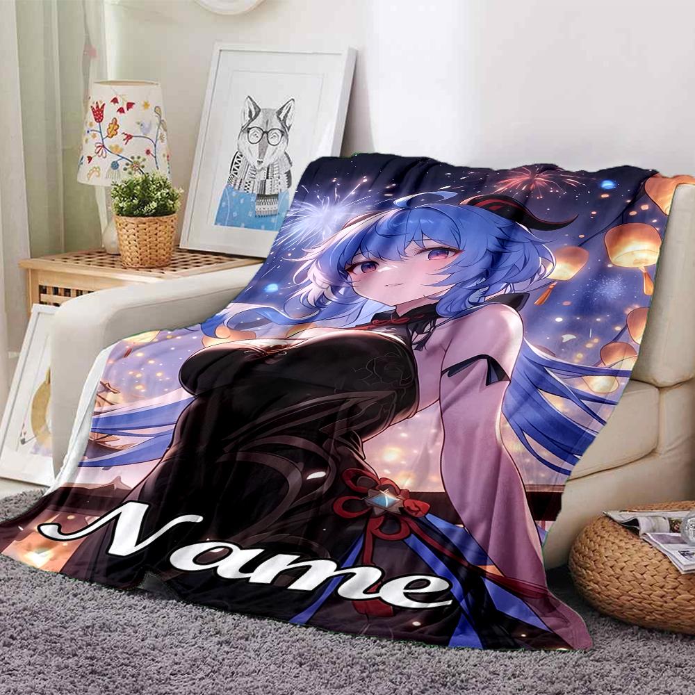 Customiz Name Personality Genshin Impact characters Blanket Soft &Warm Sofa Office Bed Travel Lunch Break Blanket, Gift Suitable All Seasons