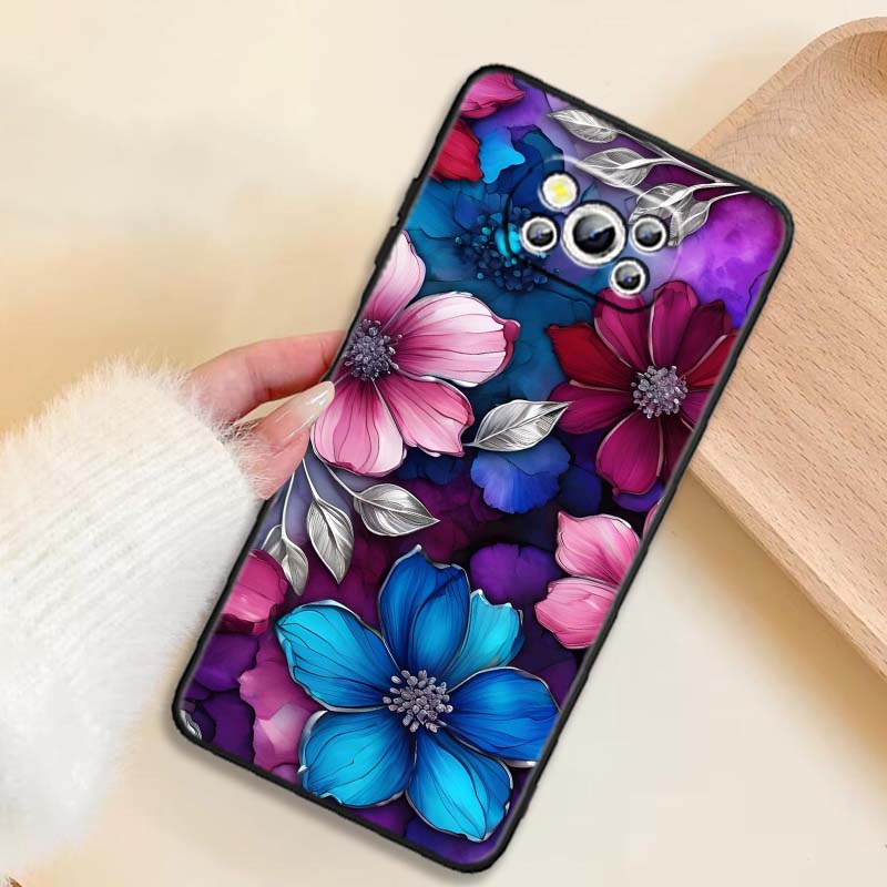 Чехол для телефона с узором «Цветок бабочки» для Xiaomi Mi Poco F3 F4 F5 F6 X3 X4 X5 X6 X7 M3 M4 M5 M6 M7 GT Pro 5G Черный