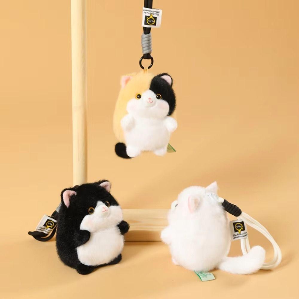 Chubby Design Cat Plush Pendant Soft Material Plush Cat Keychain Cat Plush Keychain Backpack Decor