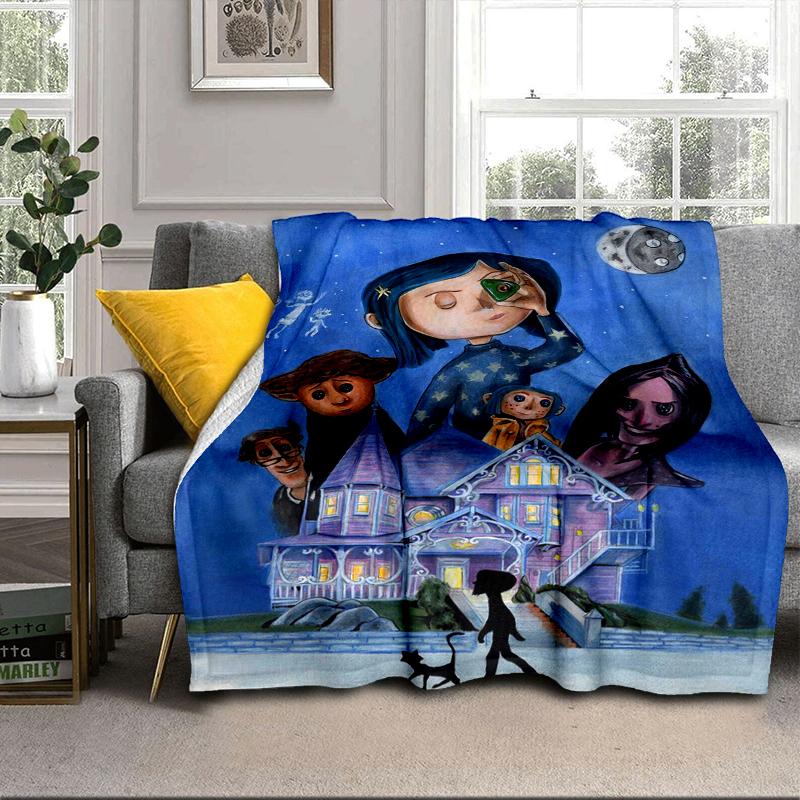 Moonlit Mystery Cora-line Blanket Flannel Blanket for bed, sofa, Camping, Hiking, Picnic Essentials, gift for family Fan gifts