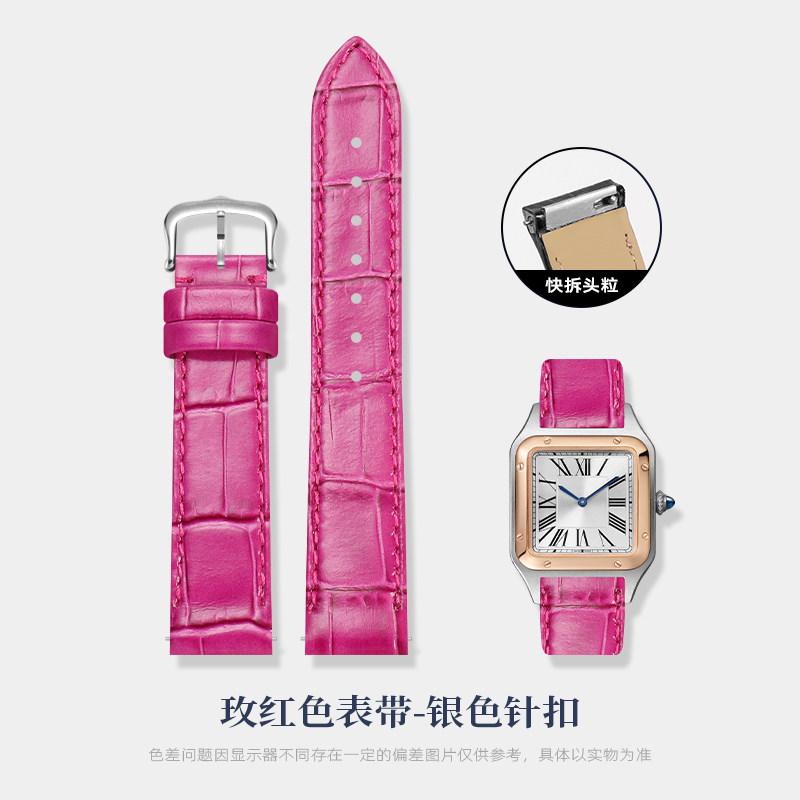 Для часов Cartier Sandus Dumont с механизмом быстрой замены, большой, средний, маленький циферблат, кожаные часы с женским кожаным браслетом 17,5 мм
