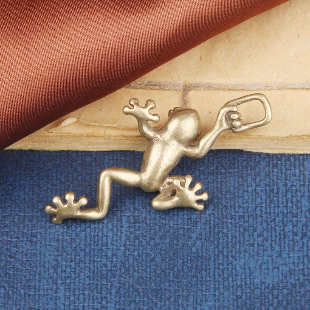 Маленькая статуэтка прыгающей лягушки из цельной латуни, чайный питомец, мультяшный цветочный горшок, украшения, брелок для автомобиля