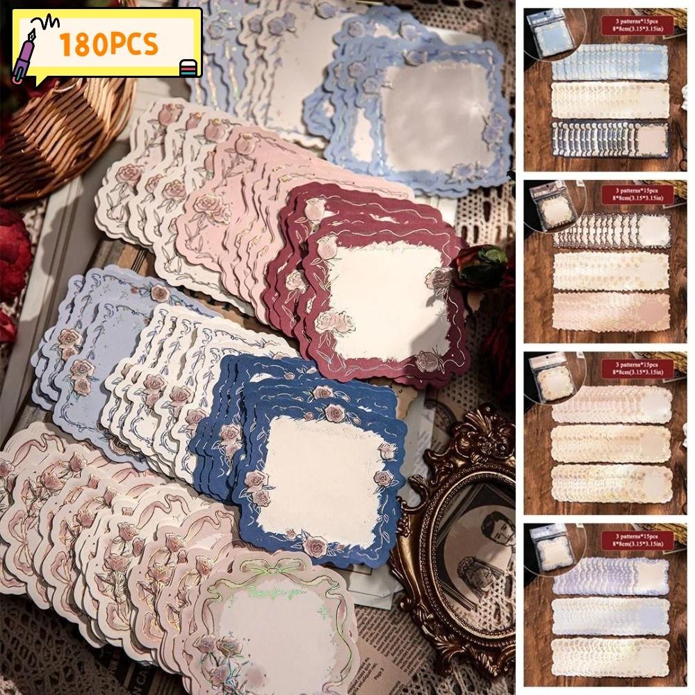 180pcs Gold Stamping Embossed Sticky Notes Rose Pattern Non-Stick Rose Pattern Notes DIY Note Book Three-Dimensional