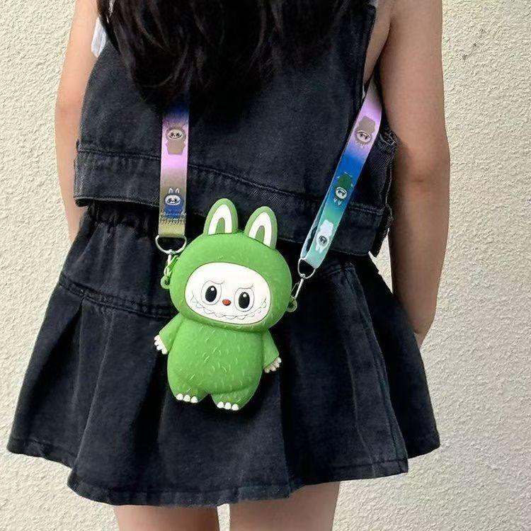 Новый милый мультяшный силиконовый кошелек для мелочи Labubu для детей с регулируемой цепочкой KTY