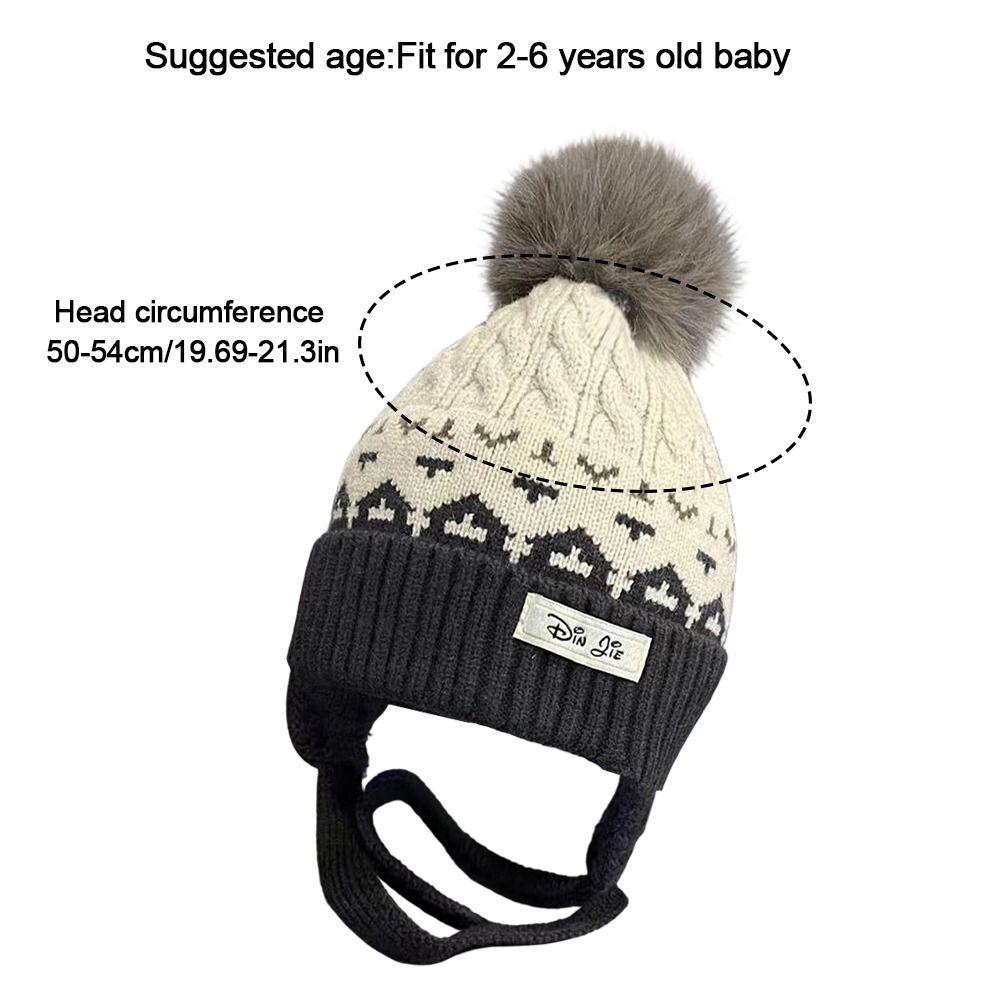 Double Lined Liner Baby Knit Cap Pom Pom Decor Toddler Winter Hat Children Headwear Outdoor