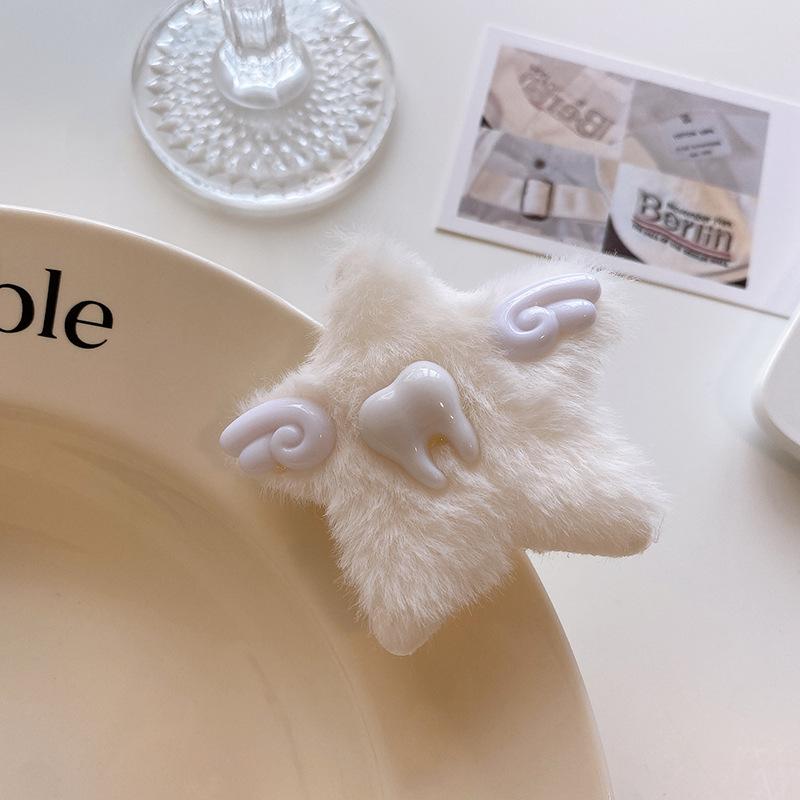 Новые маленькие зубы, крылья ангела, звезда, открытка для волос, субкультурный стиль Гендзюку, плюшевый головной убор с пятиконечной звездой, милая заколка для волос