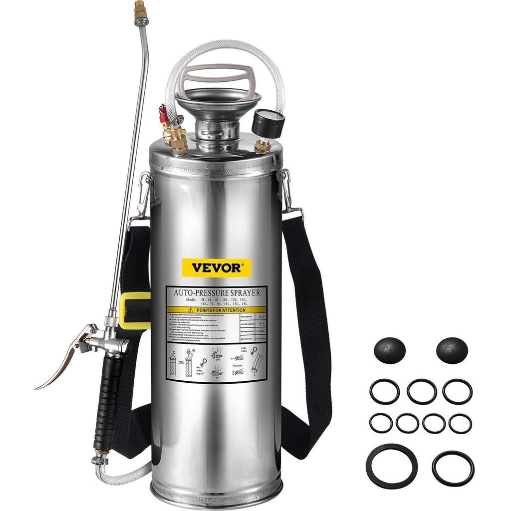 Stainless Steel Sprayer 10L Household Gardening and Floor Cleaning Sprayer, Suitable for the Current Neds of Industry, Agriculture, Commerce, Medicine