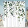 Beautiful Plant Flower Shower Curtain Eucalyptus Leaf Cherry Blossom Scenery Cat Butterfly Polyester Bath Curtain Bathroom Decor