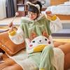 Women's Winter Outfit Long Flannel Cute Carton Large Women's Warm Fun Lounge Clothes Women's Hooded Plush Pajamas