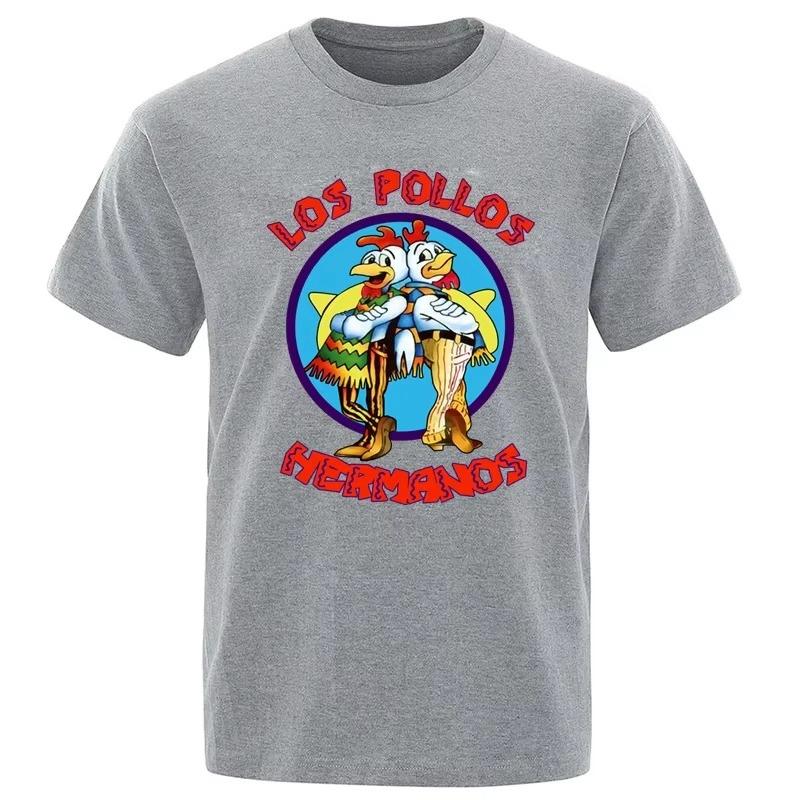 Высококачественная мужская летняя футболка LOS POLLOS Hermanos с принтом, повседневная футболка из чистого хлопка, Братья-курицы, парная уличная одежда
