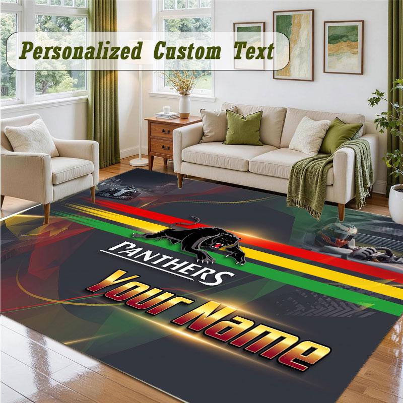 Crystal Velvet Square Rug Custom NamePenrith Panthers Pattern Non Slip Home Floor Decor Rug
