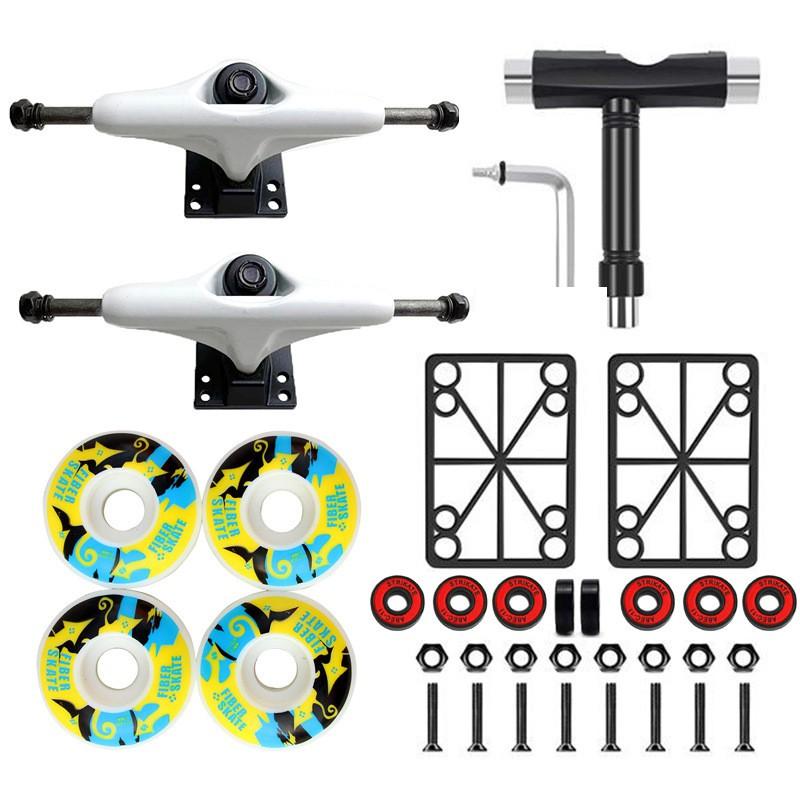 5 Inch Aluminum Skateboard Trucks With 52mm 100A PU Wheels Precision Bearings Kit Adult Street Park Skating