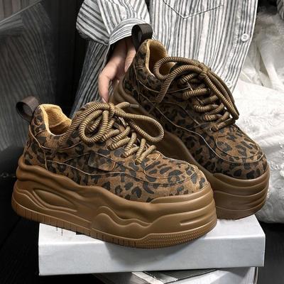 Модная женская платформа Леопардовые спортивные повседневные туфли Новые кроссовки Осень Зима Дизайнерский тренд Беговые туфли Ходьба Путешествия