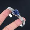 Natural Sodalite Gemstone Bangle Adjustable 925 Sterling Silver For Women