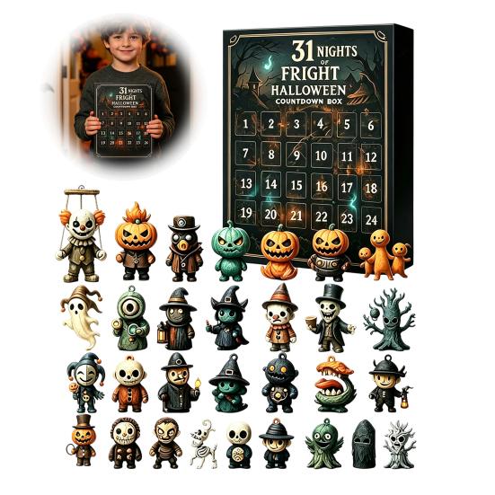 Surprising Box for Halloween Advent Calendar 2026, 31 Nights of Fright Countdown with Decorative Charms Mini Spooky Figurines, Home Desk Decor, Party