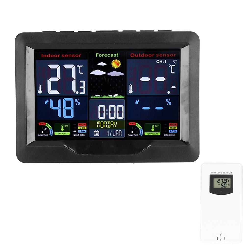 Wireless Weather Clock Color Display Thermometer Hygrometer Calendar Weather Forecast Station