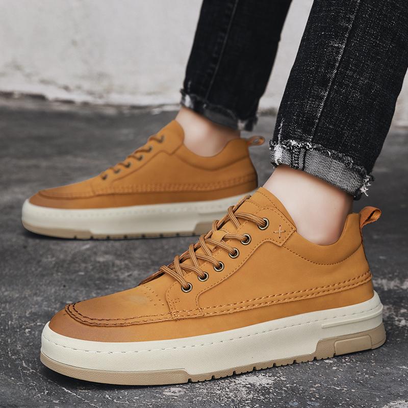 Модные новые мужские повседневные туфли, дышащие вулканизированные кроссовки, модная спортивная обувь для прогулок на открытом воздухе для мужчин, мужские мокасины из натуральной кожи