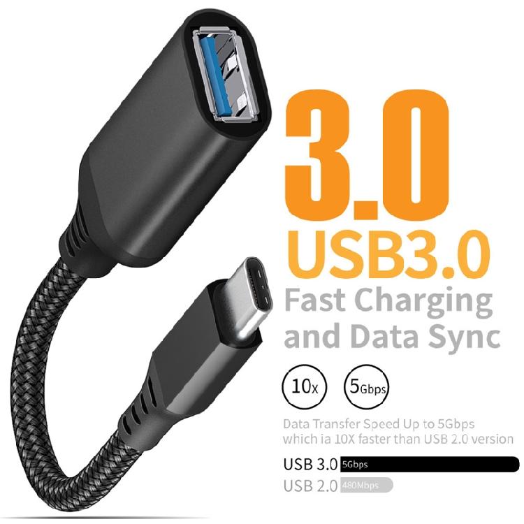 OTG-кабель USB Type C, Type C (папа) на USB 3.0 (мама), конвертер быстрой зарядки USB