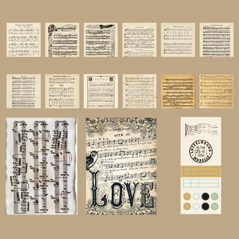 LUOM 15pcs Vintage Style Material Paper Retro Diy Hand-decorated Scrapbooking Stickers For Art