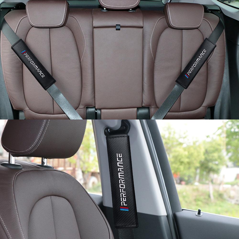 2PCS Carbon Fiber Car Seat Belt Cover Embroidery Shoulder Support Pad for Bmw M Performance F20 F30 G20 f31 F34 F10 G30 F11 F25