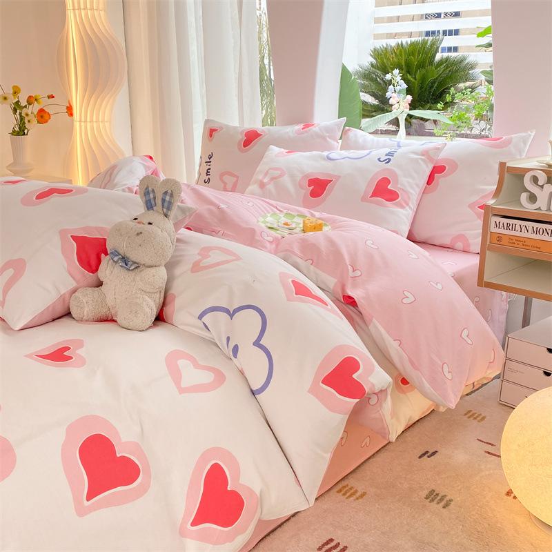 Комплект из четырех предметов из чистого хлопка, 60 штук, небольшой свежий комплект из трех предметов для спальни, осенне-зимний утолщенный пододеяльник, простыня