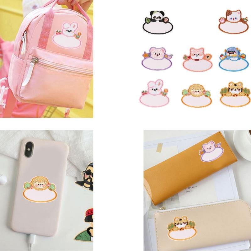 8 шт. Мультяшные животные Пустые нашивки с вышивкой для имени Ремонтные нашивки Термонаклейки Нашивки для пришивания Медведь для одежды обуви