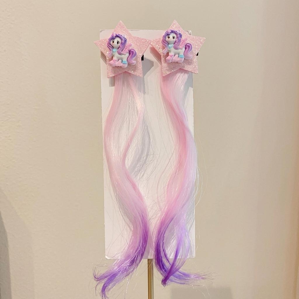 My Little Pony Hair Clips for Girls 2 Pack Cartoon-Bow Hair Accessories Safe Metal Spring Clamps
