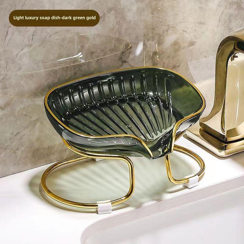 1PC New Light Luxury Style Creative Soap Box Bathroom Toilet Household Drain Free Perforated Soap Rack Soap Dish Tray