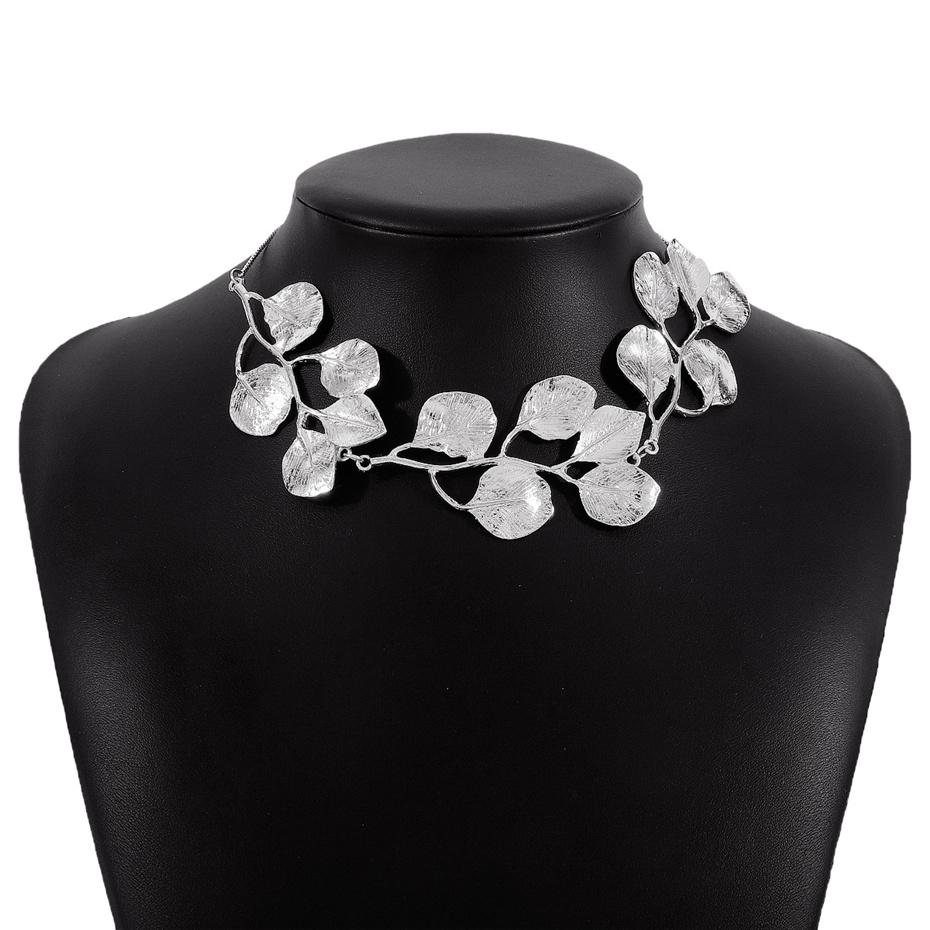 Ingemark Exaggerated Leaf Pendant Choker Necklace for Women Vintage Adjustable Box Chain Collares Grunge Jewelry Steampunk Men