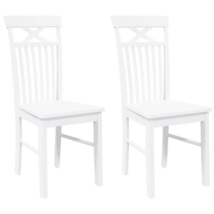 VidaXL Dining Chairs 2 Pcs White Solid Rubber Wood, Dining Chair, Chair, Living Room Chair, Dining Chairs, Chair 4102415