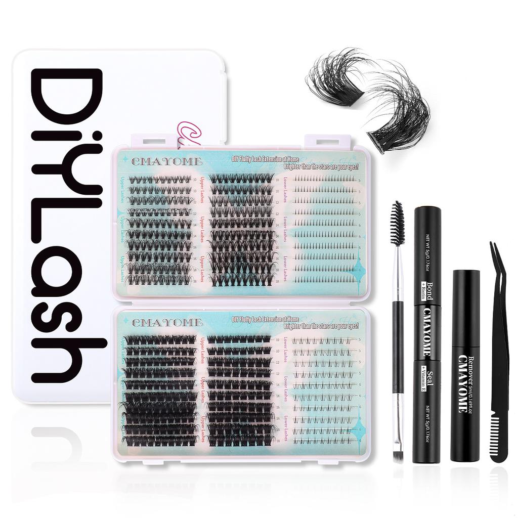 670 clusters of single-cluster segmented upper and lower eyelashes mixed set, thick and curled false eyelashes