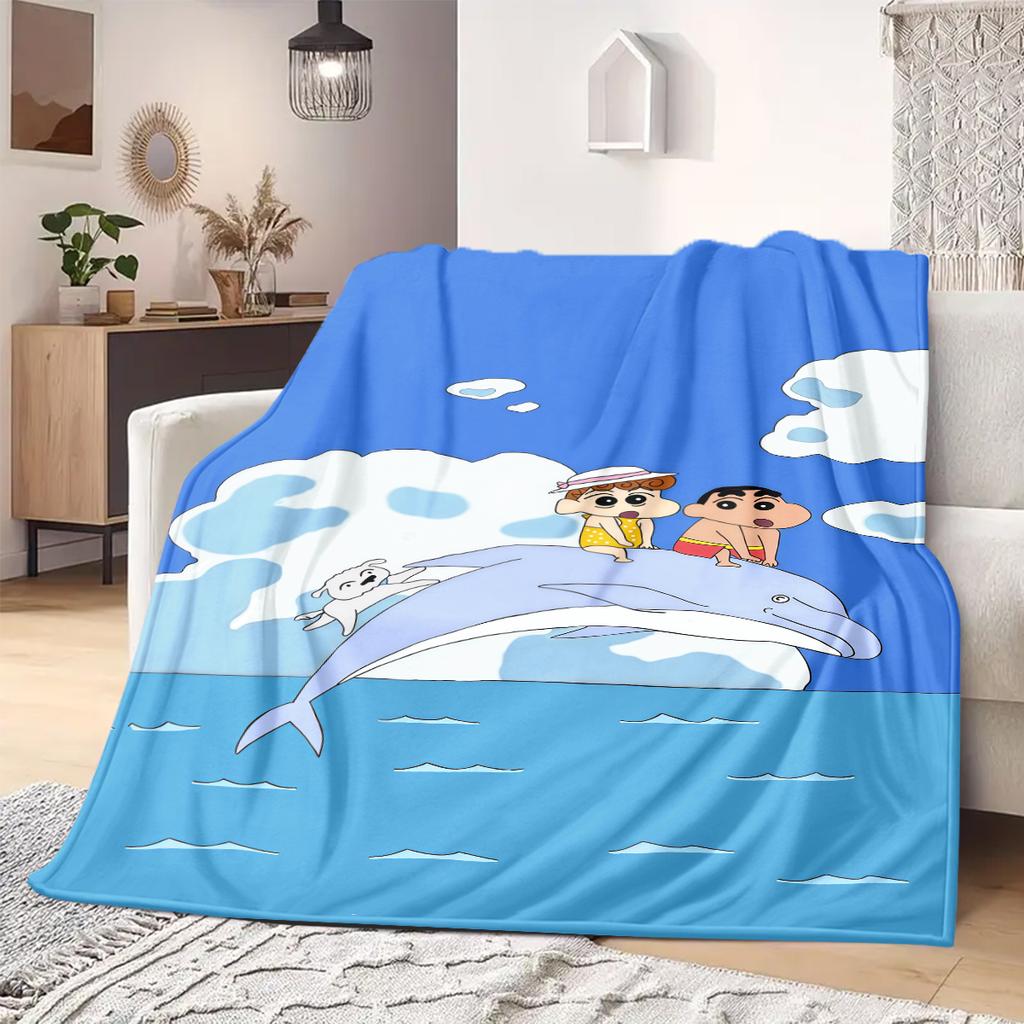Shinchan Anime Print Blanket Warm Comfortable Flannel Blanket Suitable for Bedrooms, Sofas, Beds, Chairs, Picnics, Travel