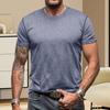 Men's Round Neck T-shirt Cotton Solid Color Short Sleeve Basic Tee Pullover Casual