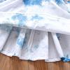 Girls Summer Blue Dyed Hanfu Dress Kids Handmade Plant Tie Dye White Ancient Costume Princess Dress