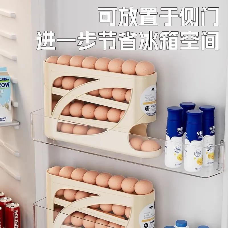 Egg Storage Container Rolling Design Refrigerator Kitchen Egg Holder Stackable Space Saving Egg Organizer for Fresh Egg Storage