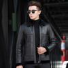 Futing Men's Winter Shearling Lined Biker Leather Jacket