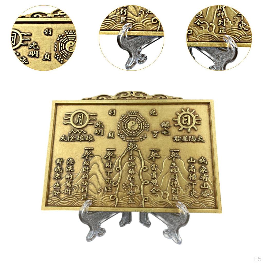 Chinese Feng Shui Bagua Decorative Mirror 13x9.5 Cm Copper Accessory