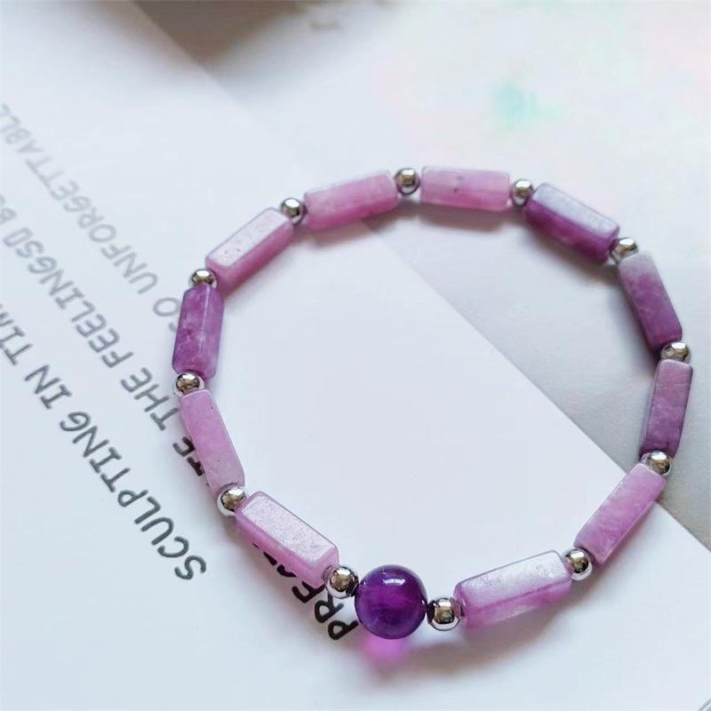 Браслет из натурального аметиста с квадратными бусинами-разделителями и розовой кристаллической энергией, модный свежий дизайн