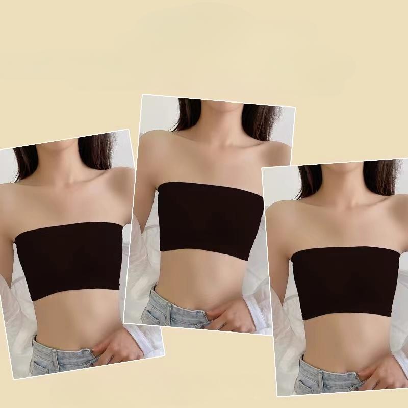 Цельный сексуальный топ без бретелек, женский бюстгальтер без бретелек с эффектом пуш-ап, нижнее белье из ледяного шелка, тонкий бесшовный топ с надписью, черный, белый цвет, топ без косточек