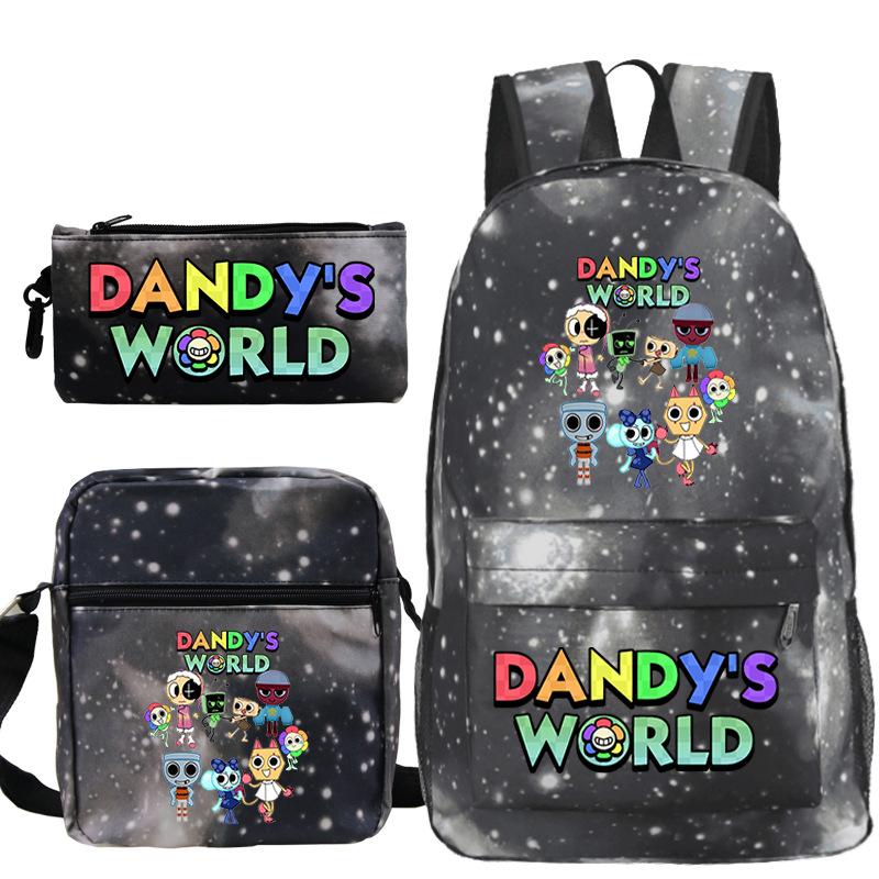 Dandy'S World Printed Fashion Children'S Pencil Case Messenger Bag Three-Piece Set Primary And Secondary School Bag