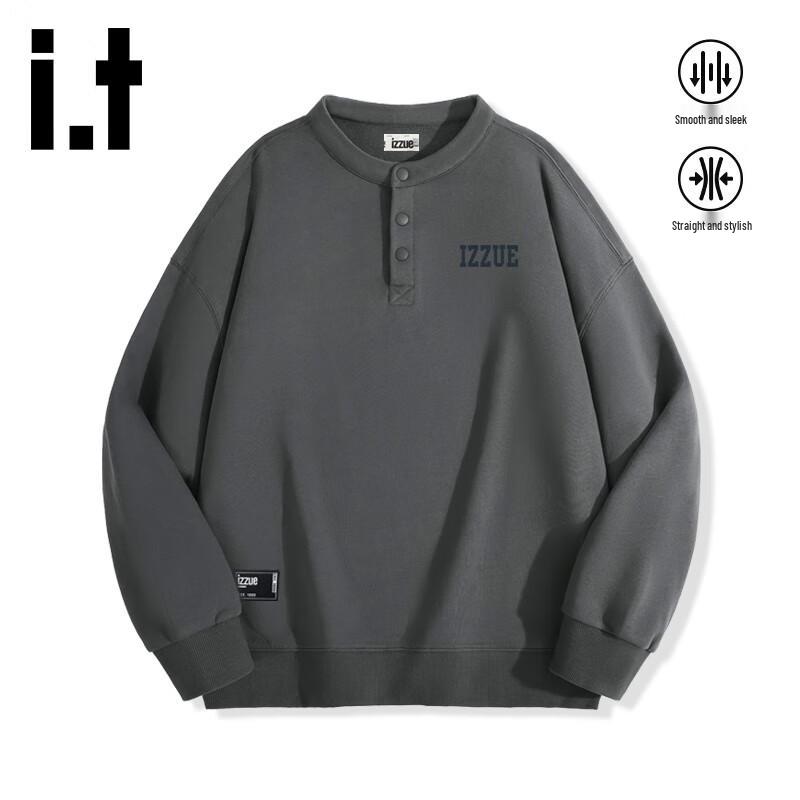 Izzue IT Men's Letter Graphic Henley Collar Sweatshirt