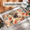 Pug Theme Crystal Velvet Floor Rug Personalized Custom Name Text Warm Carpet Home Decoration