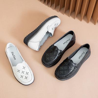 Возврату и обмену не подлежит [Распродажа] Кожаные туфли для мам, мягкая подошва, женские кожаные туфли, одинарные туфли, рабочая обувь, маленькие белые туфли, туфли для медсестер