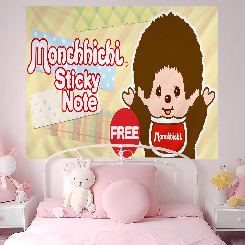 Cartoon MMMonchhichis Anime Hippie Wall Hanging Tapestries Bohemian Wall Tapestries Mandala INS Home Decor
