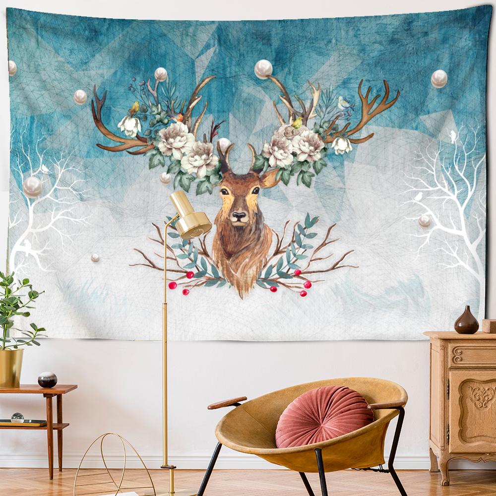 Красочный гобелен с пятнистым оленем, настенный гобелен в богемном стиле, многофоновый гобелен, психоделический интерьер, домашний декор