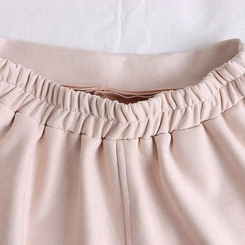 Осенне-зимняя ретро женская замшевая юбка с высокой талией, прилегающего кроя, женская юбка миди А-силуэта, расклешенная юбка