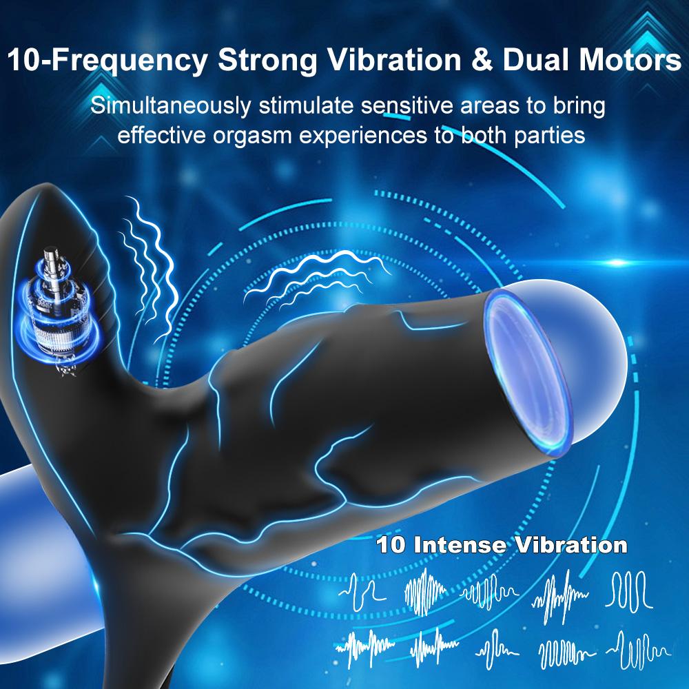 Vibrating Cock Ring With Penis Sleeve Clitoral G Spot Dual Stimulation Vibrator Couples Adult Sex Toys for Men Women Pleasure