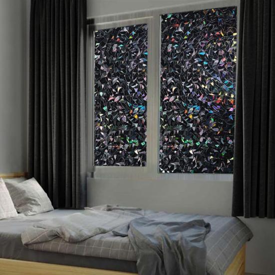 3D черная радужная затемняющая пленка для окон, защита конфиденциальности, солнцезащитная пленка для окон, многоразовая штора для домашнего офиса, ванной комнаты, стеклянное покрытие, цепляться